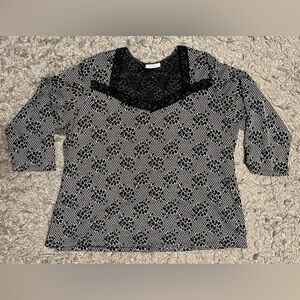 Lacy black & white blouse